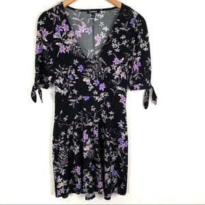 Express Floral Cinched Waist Mini Flowy Dress